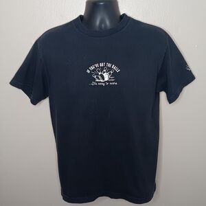 Vintage 90s Lucky Lanes To The Edge Men's Medium T-shirt Black USA Skater Tee